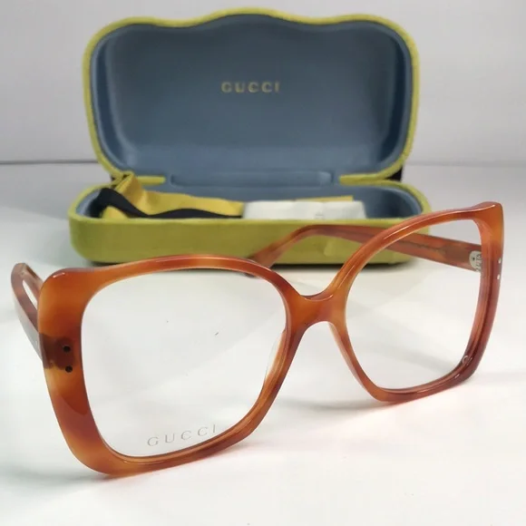 New Authentic Gucci GG0473O 003 Oversized Butterfly Eyeglasses